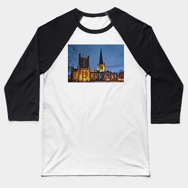 Sheffield Cathedral at Night Baseball T-Shirt by galpinimages